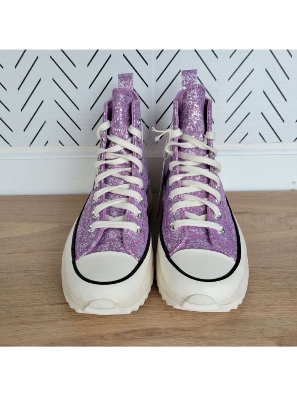 ⭐Converse Run Star Hike Hi 5.5 Mens Shoes Sneaker Purple Glitter Snekaer A10096C - Picture 3 of 10
